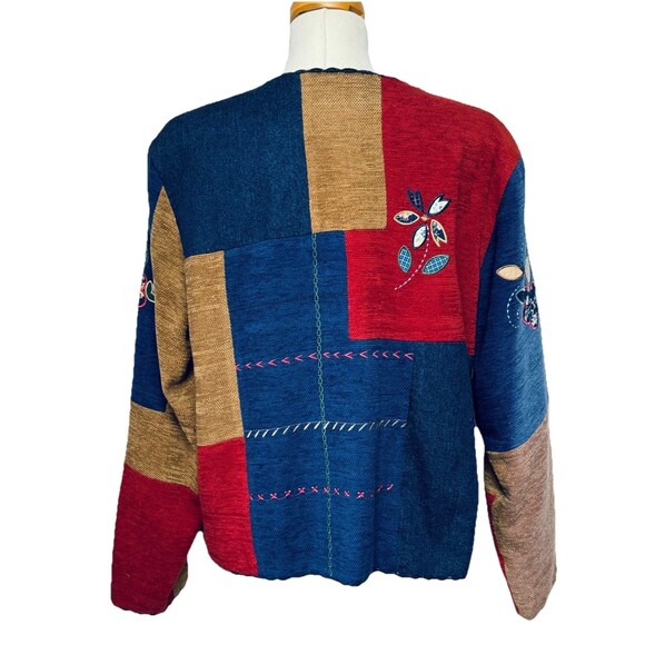 VTG Koret City Blues Embroidered Patchwork Cardigan Jacket Shacket w Denim XL - Picture 8 of 12